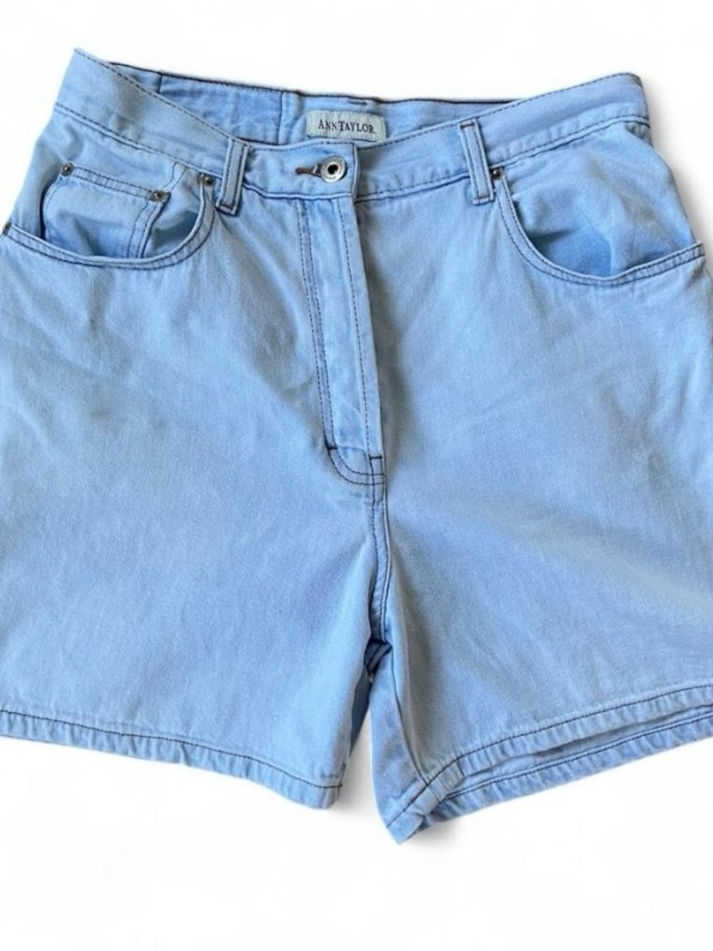 Vintage Ann Taylor High Rise Denim Shorts Light Wash Blue Size 8 Mom Shorts